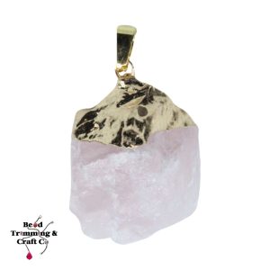 Rose Quartz / Faux Gold Pendant - 25 - 35mm