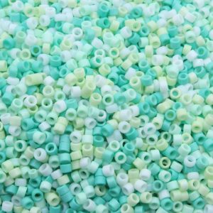 2.5mm Bugle Bead – Green Mix – Price per gram