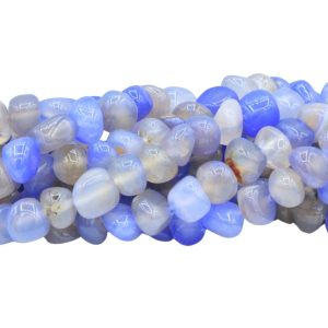Agate - 11mm Pebble - 37cm Strand - Light Blue
