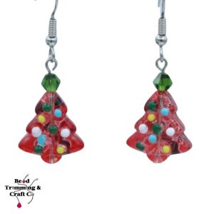 Christmas Tree Earrings - Red