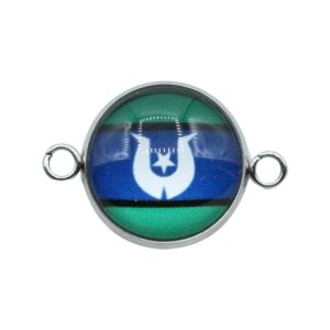 Picture Charm / Joiner – 18mm – Stainless Steel - Torres Strait Islander Flag