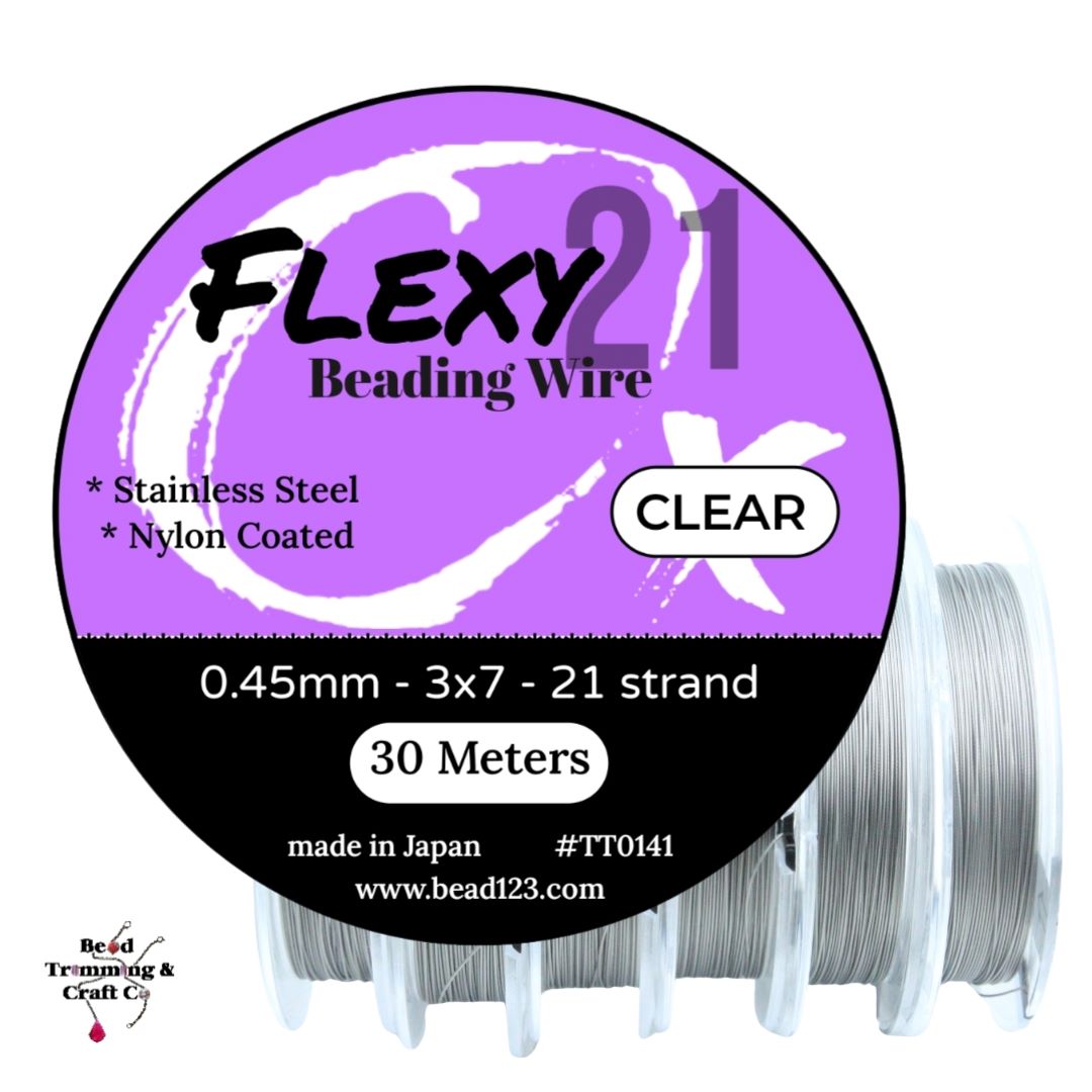 Flexy Beading Wire 21 Strand 0.45mm 30mtrs Clear Bead