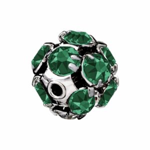 Rondelle Ball - Round - 6mm - Czech - Emerald / Silver