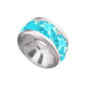 Swarovski 177508 – Rondelle - Round - 8mm - Aqua / Silver