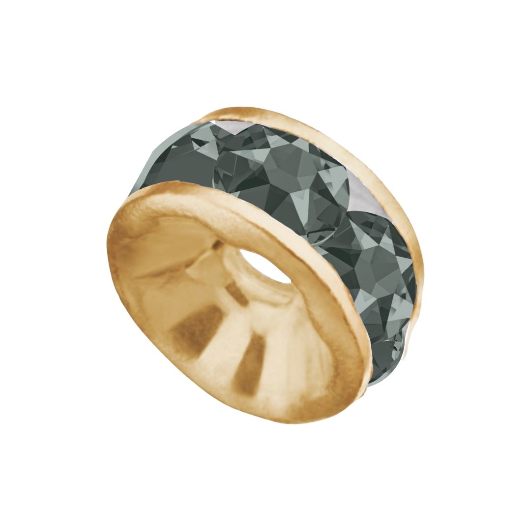 Swarovski 177506 – Rondelle - Round - 6mm - Black Diamond / Gold