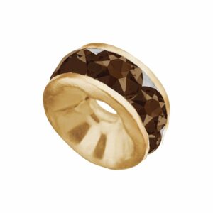 Swarovski 177506 – Rondelle - Round - 6mm - Smoked Topaz / Gold