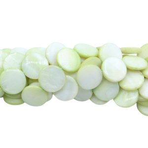 Shell – Coin – 15mm - Light Green - 39cm Strand