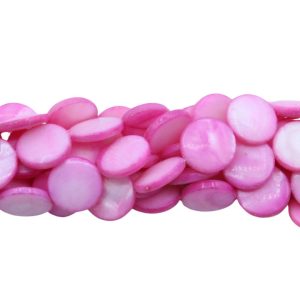 Shell – Coin – 14mm - Dark Pink - 39cm Strand
