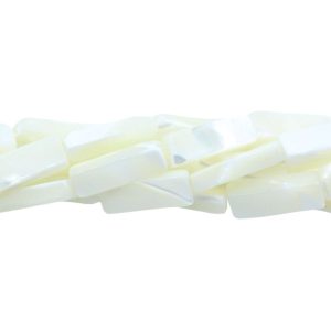 Mother Of Pearl – Flat Rectangle – 15 x 5mm - 39cm Strand