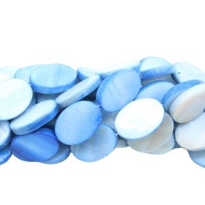 Shell – Oval – 18mm - Light Blue - 39cm Strand