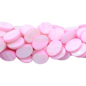 Shell – Oval – 18mm - Pink - 39cm Strand
