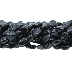 Black Agate – Tumblestone – 5 to 8mm - 39cm Strand