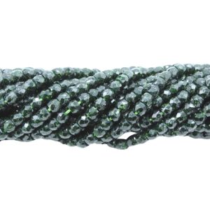 Cubic Zirconia – 4 x 3mm Faceted - 36cm Strand - Green Sandstone