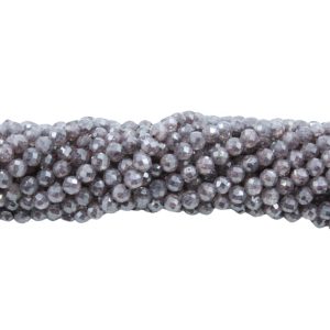 Cubic Zirconia – 3mm Faceted - 37cm Strand - Aubergine