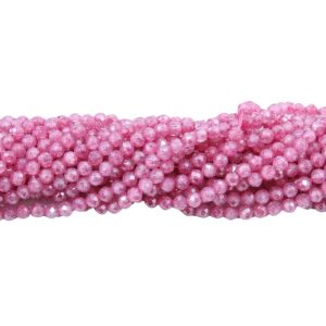 Cubic Zirconia – 3mm Faceted - 37cm Strand - Dark Rose
