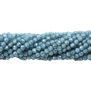 Cubic Zirconia – 3mm Faceted - 37cm Strand - Indian Sapphire