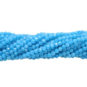 Cubic Zirconia – 3mm Faceted - 37cm Strand - Light Carribean Blue