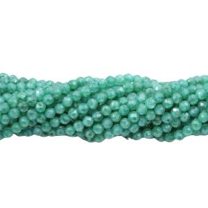 Cubic Zirconia – 3mm Faceted - 37cm Strand - Light Emerald