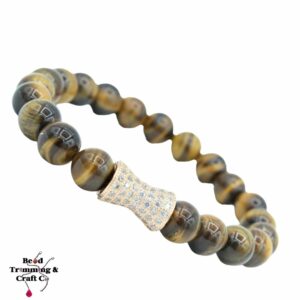 Tiger Eye / Crystal Hourglass – Stretch Bracelet