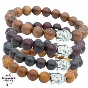 Wooden Bead / Metal Budha – Stretch Bracelet