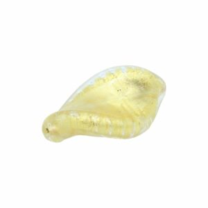 Murano Glass - Twist Flat Oval - 40mm - Clear / Gold