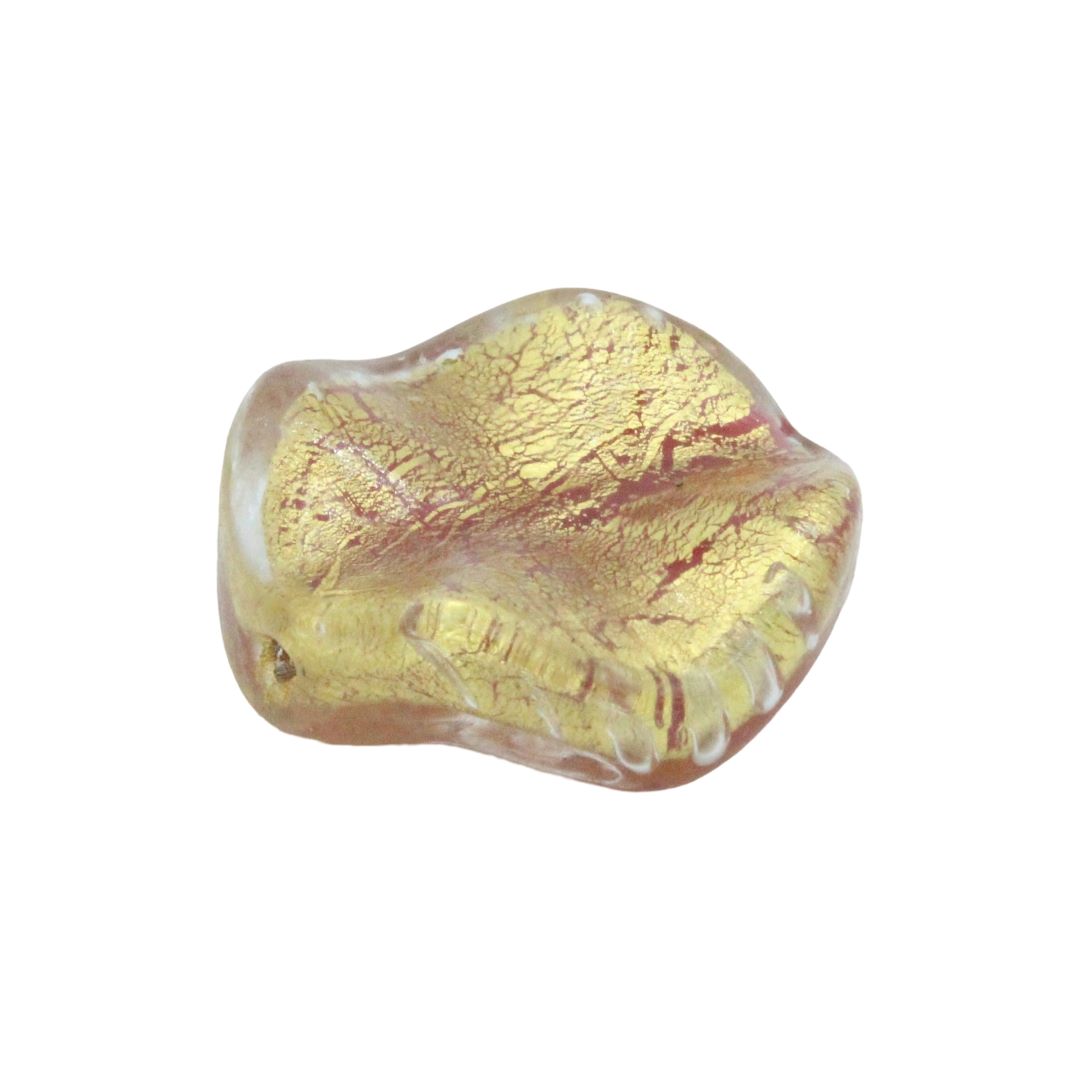 Murano Glass - Wave Coin - 25mm - Tangerine / Gold