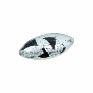 Murano Glass - Oval - 38mm - Black / Silver