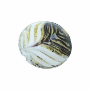 Murano Glass - Puffy Coin - 25mm - Black / White / Gold