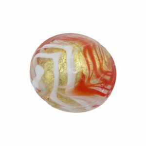 Murano Glass - Puffy Coin - 25mm - Light Red / White / Gold