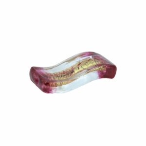 Murano Glass - Rectangle Wave - 40mm - Red / Gold