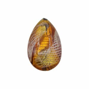 Murano Glass - Flat Drop with Pattern - 35mm - Copper / Silver