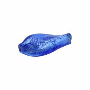 Murano Glass - Twist Flat Oval - 38mm - Sapphire / Silver