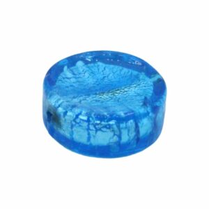 Murano Glass – Coin – 22mm – Dark Aqua / Silver