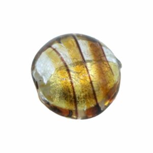 Murano Glass – Puffy Coin – 18mm – Topaz / Silver
