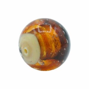 Murano Glass - Round - 20mm - Amber / Silver / Cream