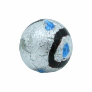 Murano Glass - Round - 16mm - Clear / Silver / Aqua / Black