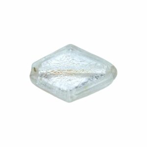 Murano Glass – Flat Diamond – 25mm – Clear / Silver