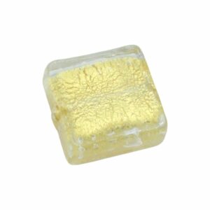 Murano Glass – Flat Square – 15mm – Clear / Gold