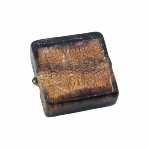 Murano Glass – Flat Square – 15mm – Smoked Topaz / Silver Foil