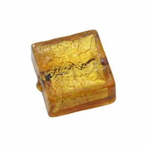 Murano Glass – Flat Square – 15mm – Topaz / Silver Foil