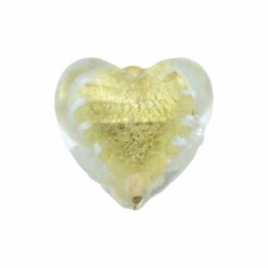 Murano Glass – Heart - Puffy – 14mm – Clear / Gold