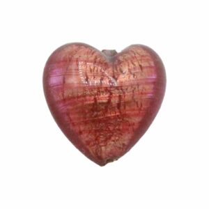 Murano Glass – Heart - Puffy – 14mm – Salmon / Silver