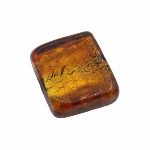 Murano Glass – Flat Square – 16mm – Amber / Gold