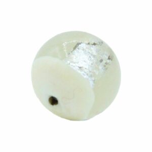 Murano Glass – Round 2 Tone – 18mm – Cream / Silver