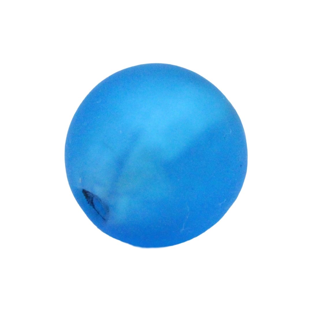 Murano Glass – Round – 16mm – Matte Dark Aqua