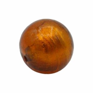 Murano Glass – Round – 16mm – Amber / Silver