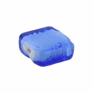 Murano Glass – Flat Square White Colourlined – 16mm – Blue
