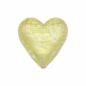 Murano Glass – Heart - Flat – 40mm – Clear / Gold