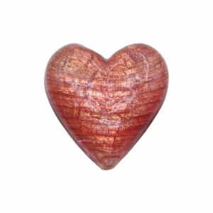 Murano Glass – Heart - Flat – 40mm – Salmon / Silver