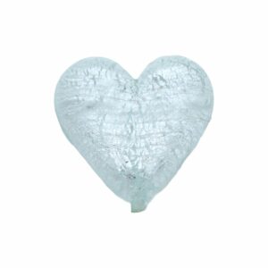 Murano Glass – Heart - Flat – 40mm – Clear / Silver